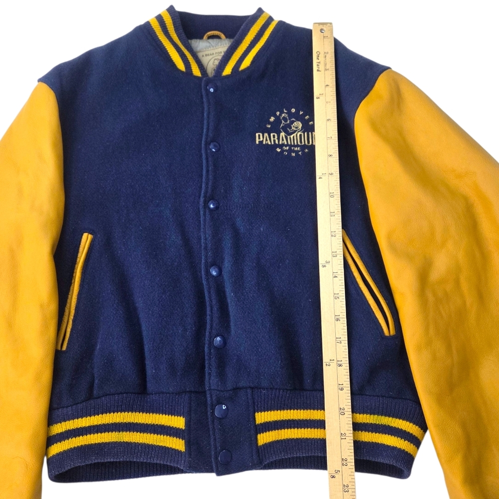 Vintage 70s Golden Bear Varsity Jacket Leather Mens Large Paramount Employee - Picture 14 of 16